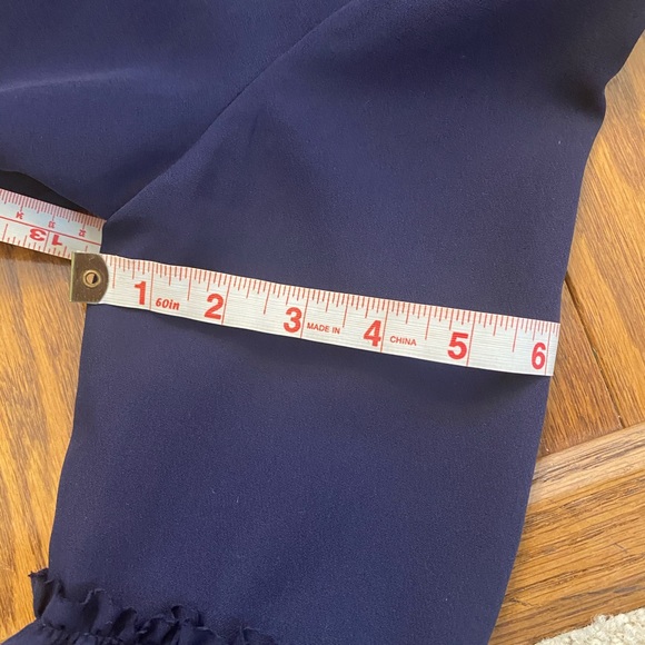 Navy Open Front Ruffle Blazer - Picture 2 of 3